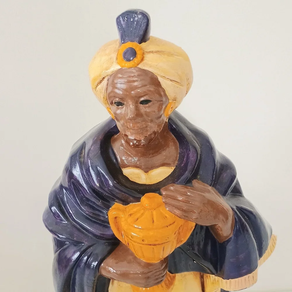 Vintage Hand Painted Chalkware Standing Wiseman Figure Nativity Replacement 13